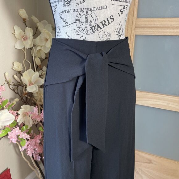 EXPRESS FLOWY BLACK CROPPED CULOTTES HIGH RISE SIDE ZIPPER SIZE 0 - Picture 2 of 7